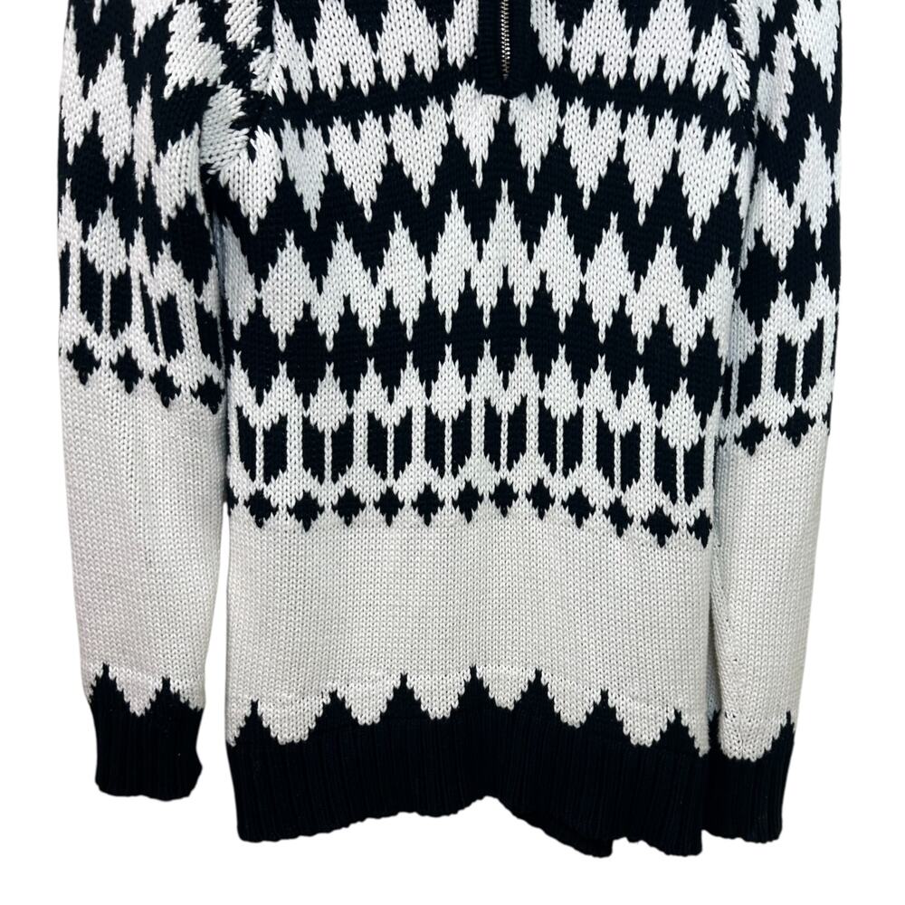 Show Me Your Mumu 'Sun Valley' Pullover Sweater Sherpa Fair-Isle, White Black XS - Picture 6 of 9
